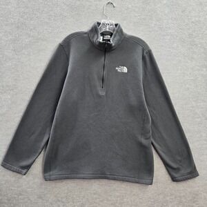 The North Face Men Sweatshirt Large Black 1/4 Zip Logo Embroidered Fleece